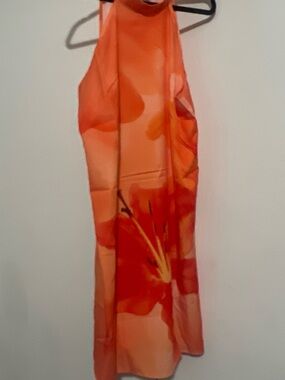 Sleeveless Orange Floral Maxi Dress